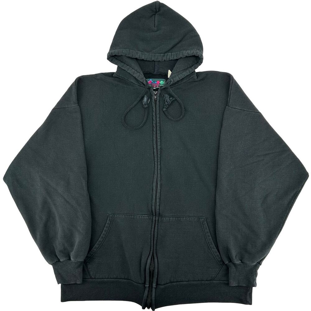 Vintage 90s Men's Black Heavyweight ASPEN Blank Full Zip Hoodie Sweatshirt sz XL